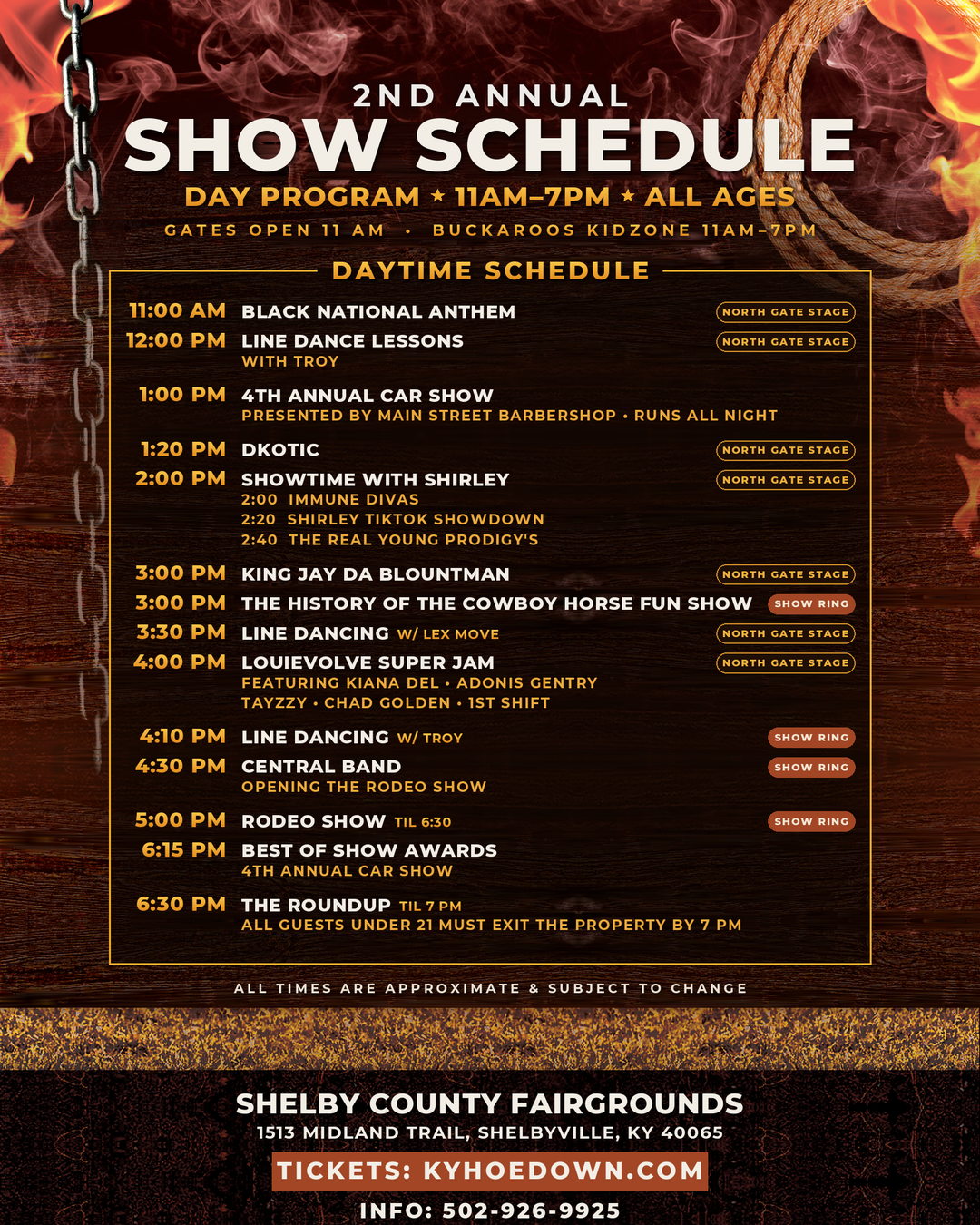 Bourbon, Blues & Boots daytime schedule, September 19